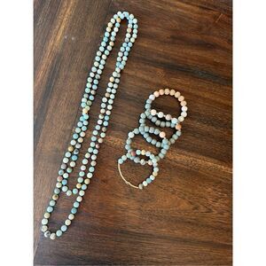 Matte bead necklace snd bracelet set